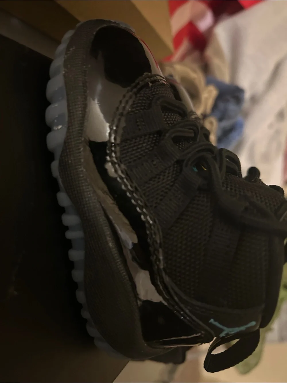 Jordan Kids Black Patent Leather Sneakers with Blue Jumpman